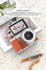 Dijital Kamera 5K Selfie Fotoğraf Video Vlog Kamerası CMR45 Turuncu