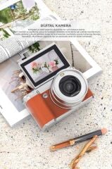 Dijital Kamera 5K Selfie Fotoğraf Video Vlog Kamerası CMR45 Turuncu