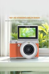 Dijital Kamera 5K Selfie Fotoğraf Video Vlog Kamerası CMR45 Turuncu