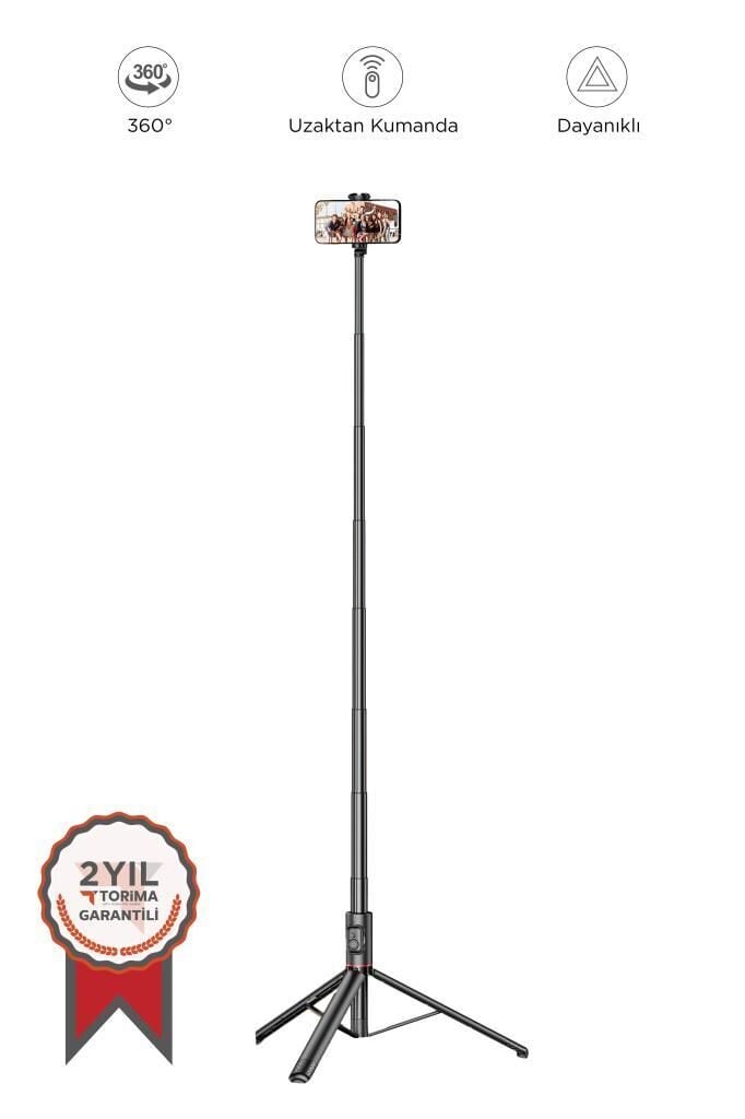 Tripod Çok Amaçlı Kumandalı Selfie Çubuğu C10 Siyah