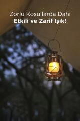 Gaz Lambası Görünümlü Nostaljik Retro Şarjlı Led Işıklı Gece Lambası LW41 Koyu Ahşap