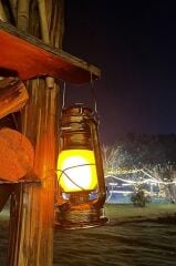 LW-41 Koyu Ahşap Nostaljik Retro Şarjlı Led Gaz Lambası Görünümlü Gece Lambası