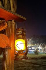 Gaz Lambası Görünümlü Nostaljik Retro Şarjlı Led Işıklı Gece Lambası LW41 Koyu Ahşap