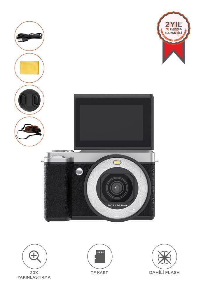 Dijital Fotoğraf Video Kamera Wifi 5K CMR45 Siyah