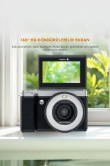 Dijital Kamera 5K Selfie Fotoğraf Video Vlog Kamerası CMR45 Siyah