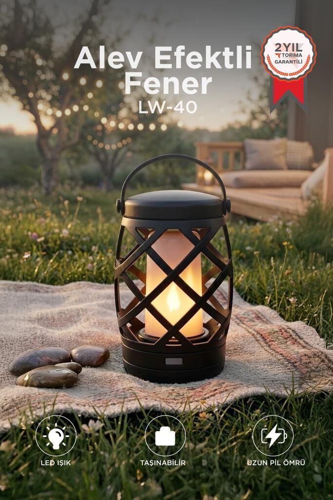 Nostaljik Retro Pilli Led Işıklı Gece Lambası LW40 Siyah