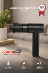 Araç İçi Süpürge 22.000PA Güçlü Emiş USB-C Şarjlı Mini Araba El Süpürgesi Torima LT102 Siyah