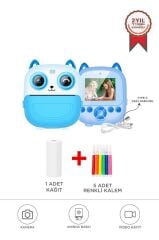 Dijital Fotoğraf Makineleri Çocuk Termal Resim Kağıt Baskılı Yazıcı Kamera Video Makinesi CMR21 Mavi