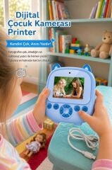 Dijital Fotoğraf Makineleri Çocuk Termal Resim Kağıt Baskılı Yazıcı Kamera Video Makinesi CMR21 Mavi