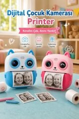 Dijital Fotoğraf Makineleri Çocuk Termal Resim Kağıt Baskılı Yazıcı Kamera Video Makinesi CMR21 Mavi