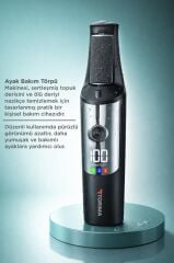 Şarjlı LCD Ekranlı 3 Başlıklı Su Geçirmez Ayak Törpü Cihazı BCM-1140T Siyah