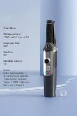 Şarjlı LCD Ekranlı 3 Başlıklı Su Geçirmez Ayak Törpü Cihazı BCM-1140T Siyah