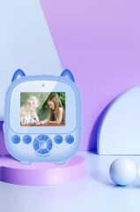 Dijital Fotoğraf Makineleri Çocuk Termal Resim Kağıt Baskılı Yazıcı Kamera Video Makinesi CMR21 Mavi