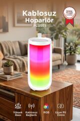 Bluetooth Hoparlör Rgb Işıklı Speaker PLUSE5 Beyaz