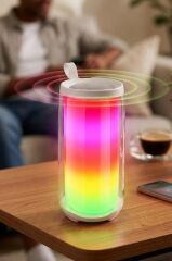 Bluetooth Hoparlör Rgb Işıklı Speaker PLUSE5 Beyaz