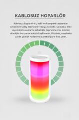 Bluetooth Hoparlör Rgb Işıklı Speaker PLUSE5 Beyaz