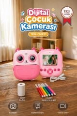 Dijital Fotoğraf Makineleri Çocuk Termal Resim Baskılı Yazıcı Kamera Video Makinesi CMR21 Pembe