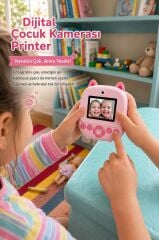 Dijital Fotoğraf Makineleri Çocuk Termal Resim Baskılı Yazıcı Kamera Video Makinesi CMR21 Pembe