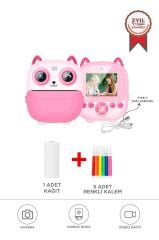 Dijital Fotoğraf Makineleri Çocuk Termal Resim Baskılı Yazıcı Kamera Video Makinesi CMR21 Pembe