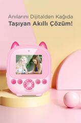 Dijital Fotoğraf Makineleri Çocuk Termal Resim Kağıt Baskılı Yazıcı Kamera Video Makinesi CMR21 Pembe