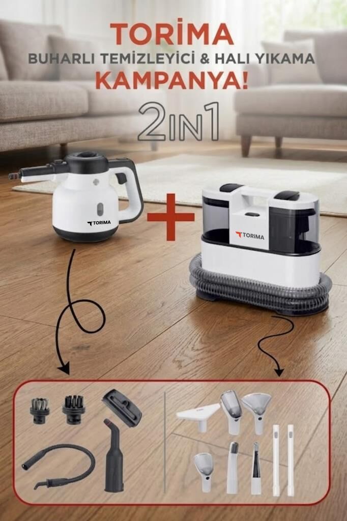 Torima Buharlı Temizleyici Halı Koltuk Yıkama Cam Mutfak Temizleme Buhar Makinesi CX002B+CB902A