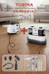 Buharlı Temizleyici Halı ve Koltuk Yıkama Cam Zemin Mutfak Temizleme Buhar Makinesi CX002B+CB902A