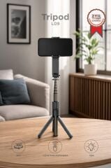 Tripod Profesyonel Gimbal Çok Amaçlı Işıklı Video Çekimi Telefon Sabitleyici L09 Siyah