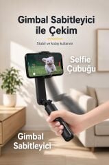Tripod Profesyonel Gimbal Çok Amaçlı Işıklı Video Çekimi Telefon Sabitleyici L09 Siyah