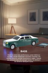 Bluetooth Hoparlör Süper Lüks Araba Tasarımlı 15W TWS FM USB Speaker D82 Yeşil
