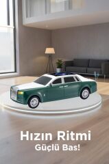Bluetooth Hoparlör Süper Lüks Araba Tasarımlı 15W TWS FM USB Speaker D82 Yeşil