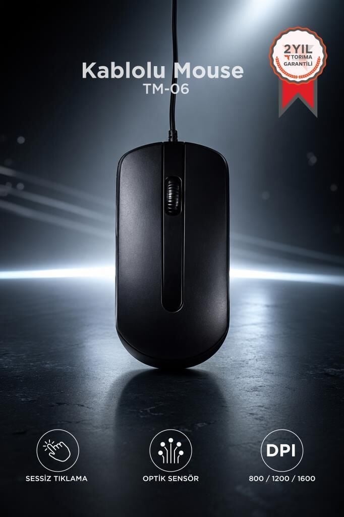 Mouse Optik Kablolu Fare TM06 Siyah