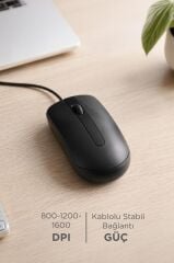 Mouse Optik Kablolu Fare TM06 Siyah