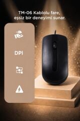 Mouse Optik Kablolu Fare TM06 Siyah