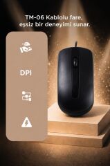 Mouse Optik Kablolu Fare TM06 Siyah