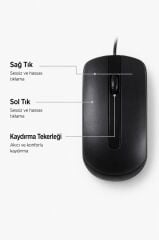 Mouse Optik Kablolu Fare TM06 Siyah