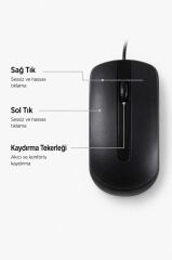 Mouse Optik Kablolu Fare TM06 Siyah