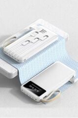 Powerbank Dijital Göstergeli Kablolu 4 Çıkışlı 10.000 Mah Taşınabilir Şarj Aleti TRM1011 Beyaz