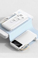 Powerbank Dijital Göstergeli Kablolu 4 Çıkışlı 10.000 Mah Taşınabilir Şarj Aleti TRM1011 Beyaz
