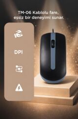 Mouse Optik Kablolu Fare TM06 Gri