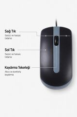 Mouse Optik Kablolu Fare TM06 Gri