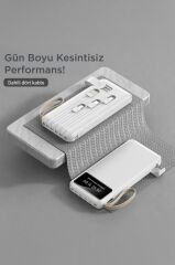Powerbank Dijital Göstergeli Kablolu 4 Çıkışlı 10.000 Mah Taşınabilir Şarj Aleti TRM1011 Beyaz