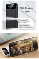 Powerbank Dijital Göstergeli Kablolu 4 Çıkışlı 10.000 Mah Taşınabilir Şarj Aleti TRM1011 Beyaz