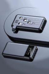 Powerbank Dijital Göstergeli Kablolu 4 Çıkışlı 10.000 Mah Taşınabilir Şarj Aleti TRM1011 Siyah