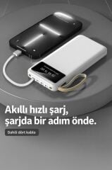 Powerbank Dijital Göstergeli Kablolu 4 Çıkışlı 10.000 Mah Taşınabilir Şarj Aleti TRM1011 Siyah