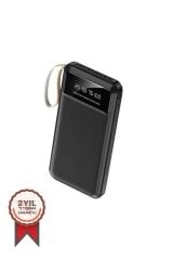 Powerbank Dijital Göstergeli Kablolu 4 Çıkışlı 10.000 Mah Taşınabilir Şarj Aleti TRM1011 Siyah