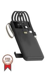Powerbank Dijital Göstergeli Kablolu 4 Çıkışlı 10.000 Mah Taşınabilir Şarj Aleti TRM1011 Siyah