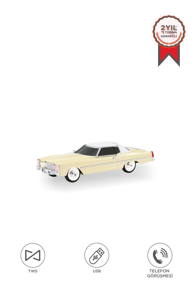 Bluetooth Hoparlör Retro Klasik Araba Tasarımlı 10W FM USB TWS  Speaker D83 Bej