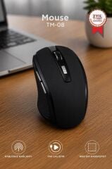 Mouse Yan Tuşlu Optik Kablosuz Fare TM08 Siyah