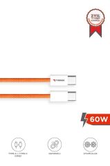 Şarj Kablosu Type-C to Type-C Hızlı Şarj Ve Data Kablo U25 Turuncu