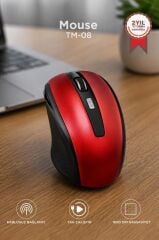 Mouse Optik Kablosuz Fare TM08 Kırmızı